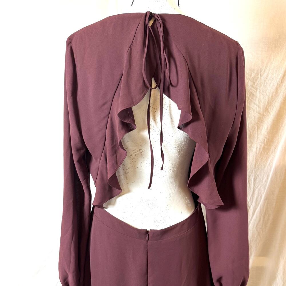 Chelsea28 Nordstrom Open Back Ruffle Dress Women's Sz L Long Sleeve Mini Sheer